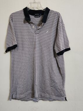 Nautica Men's Narrow Black & White Striped Polo